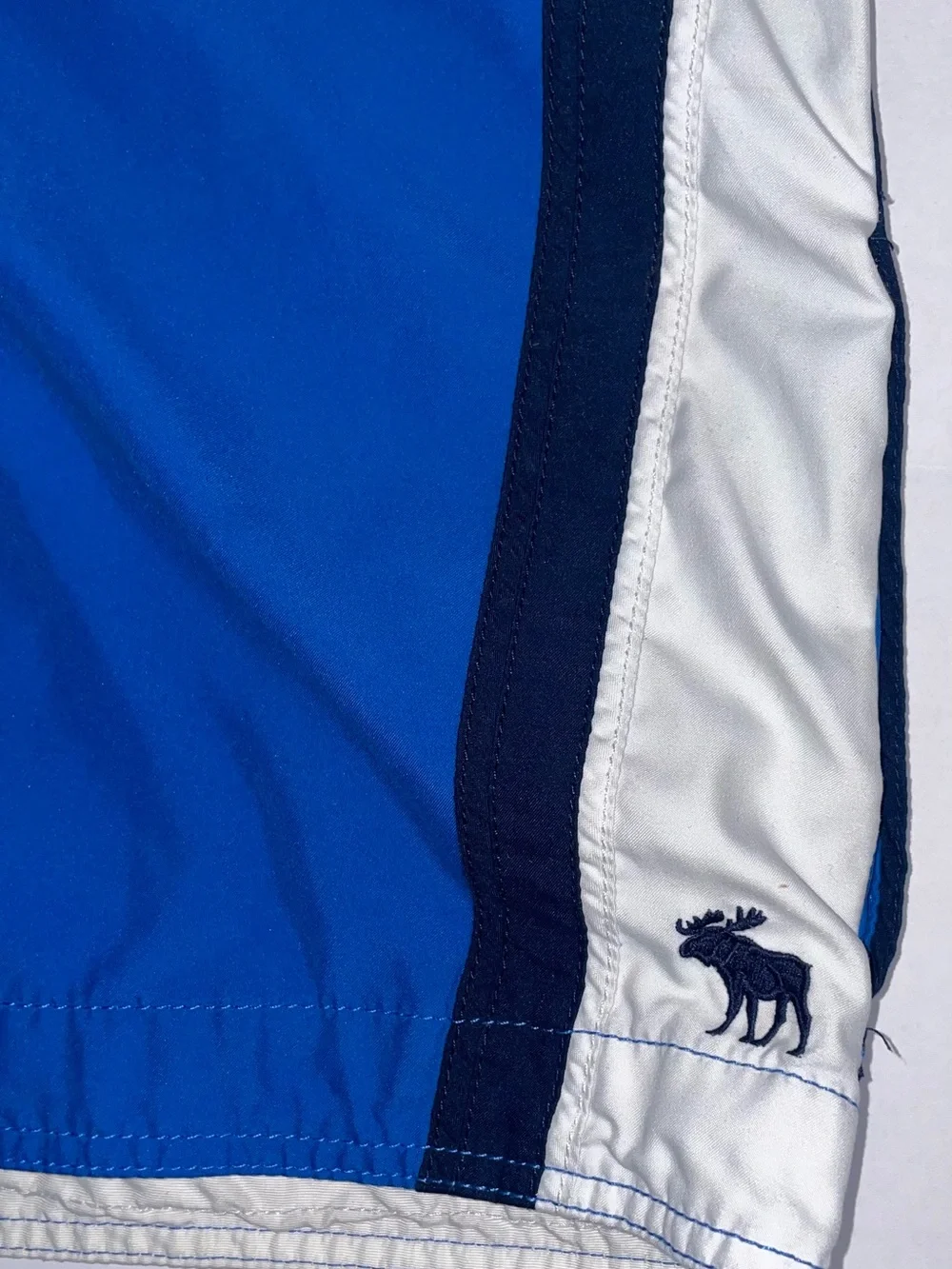 Abercrombie & Fitch Blue Navy White Moose Swim Trunks Shorts Size 36